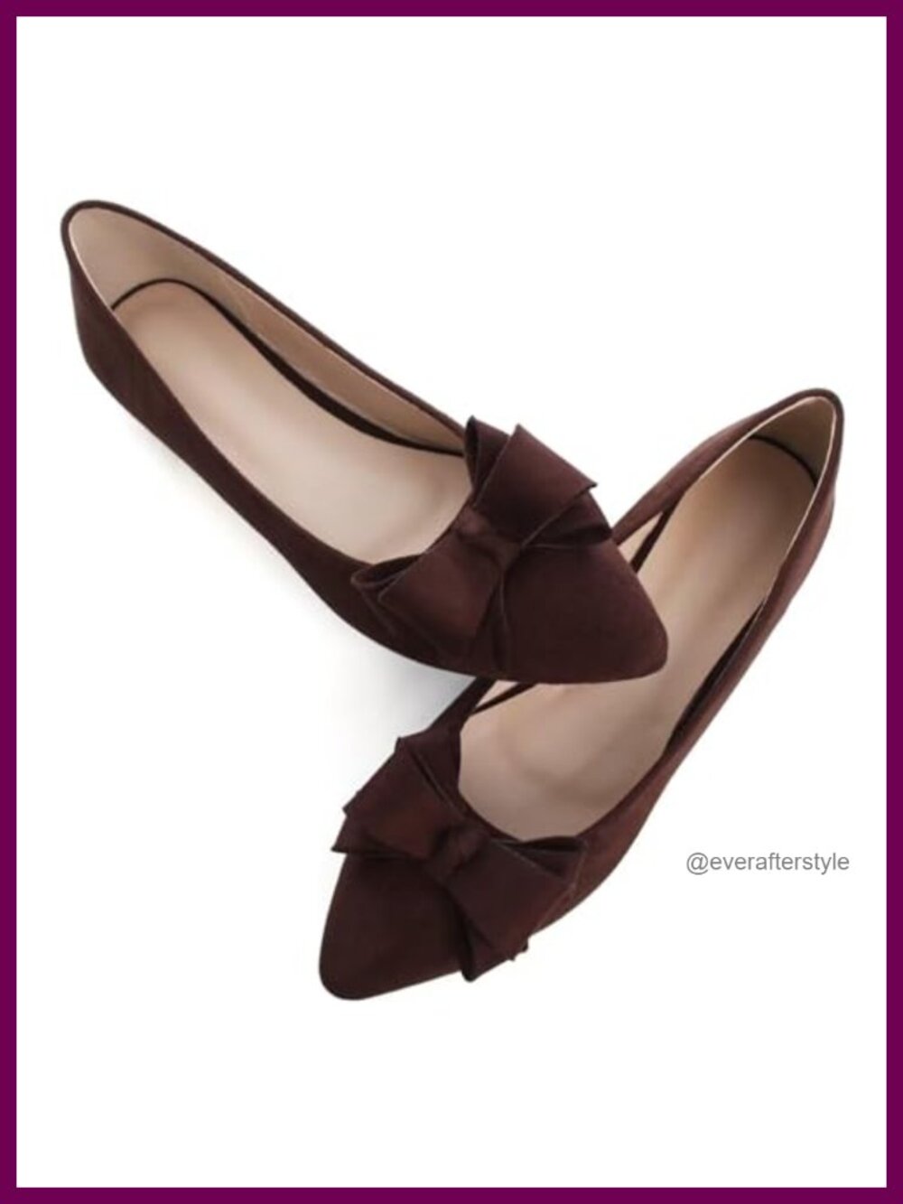 Bow Knot Pointed Toe Ballet Flats Faux Suede Slip On